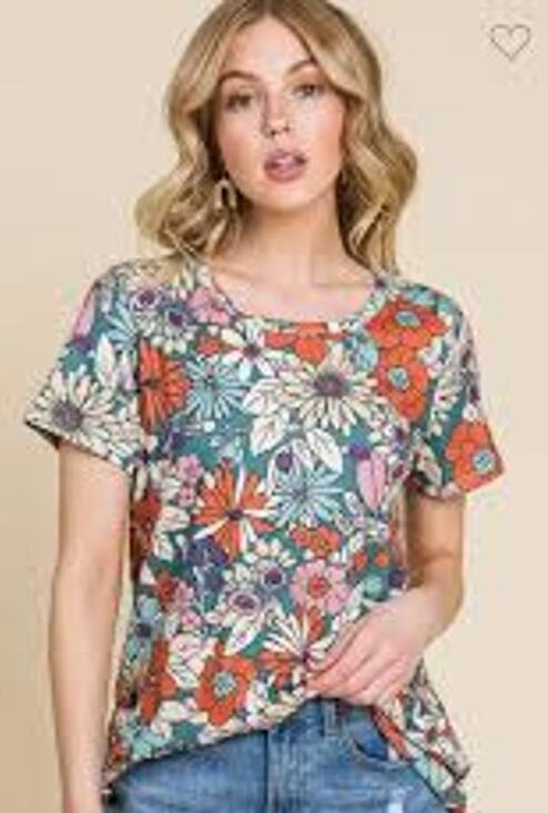 Bombom Tops - Bombom Retro Floral T Shirt, Boho, Festival, Groovy, 70's, Womens Sz M